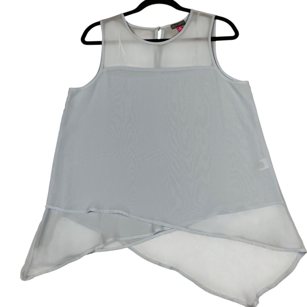 Vince Camuto Sheer Layered Asymmetrical Romantic Feminine Flowy Top - Sz M